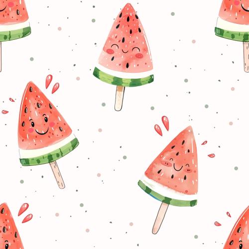 Melonensommer Weiß Bio Jersey und Bio French Terry mit Wassermelonen Eis am Stiel