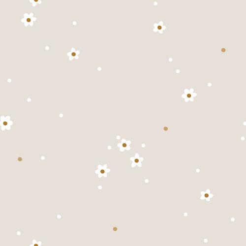Tiny Flowers beige Bio Jersey und Bio French Terry mit kleinen weißen Blüten