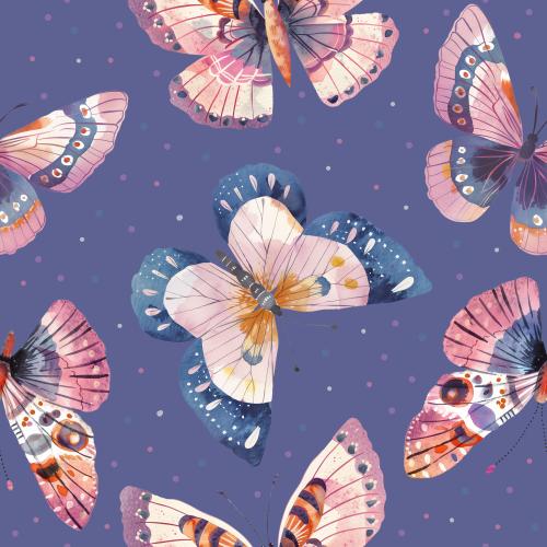 Lila Schmetterlinge - Bio Jersey / Bio French Terry - Vorbestellung!!!
