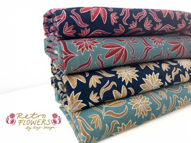 Canvas Retro Flowers von Emjo Design - dunkelblau