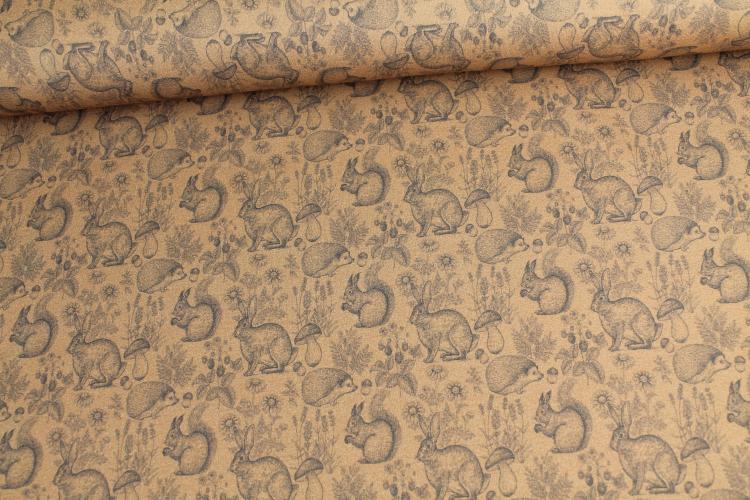 French Terry "Waldtiere" - burnt orange