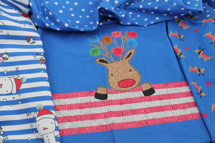 BHilco French Terry "X-mas-Trio" - blau Panel 115cm