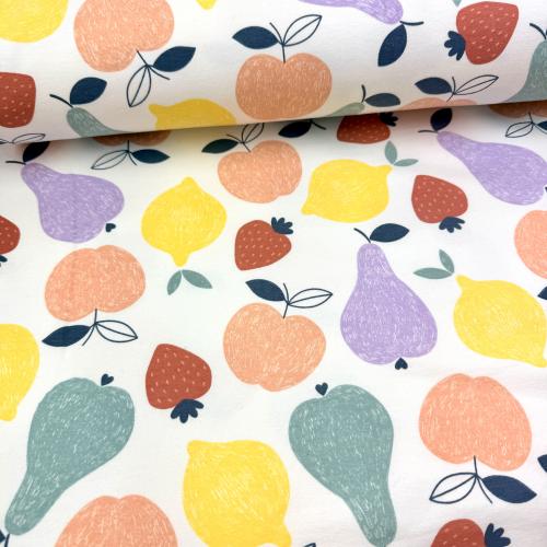 French Terry Obst - Birne - Zitrone - Äpfel
