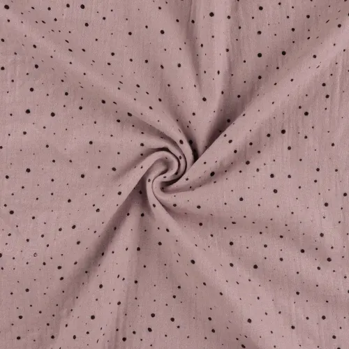 Musselin drapiert Schimmer rosa mit schwarzen Punkten