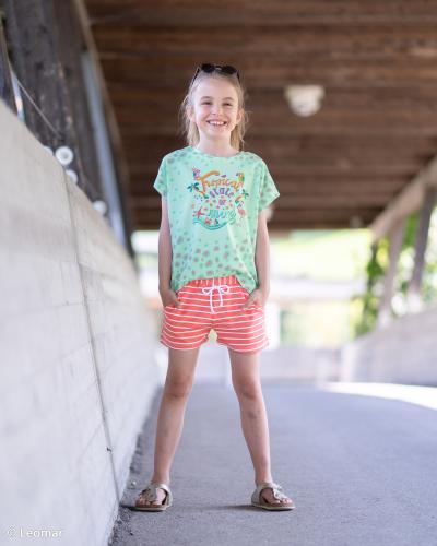 Shorts aus ISA Baumwoll Jersey von Swafing in koralle gestreift