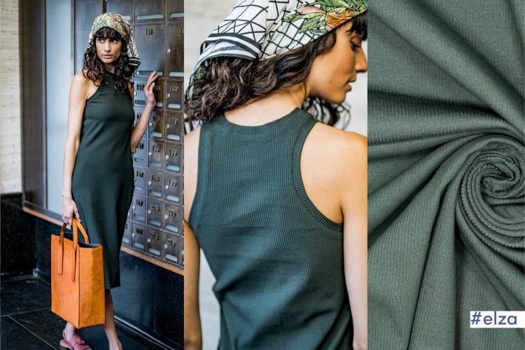 Fibre Mood Special no. 3  "Yuka", "Elza", "Cheryl" - Rib Jersey dunkel grün FM794110790