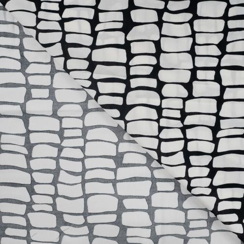 Voile Stoff Steinmuster Schwarz Ecru