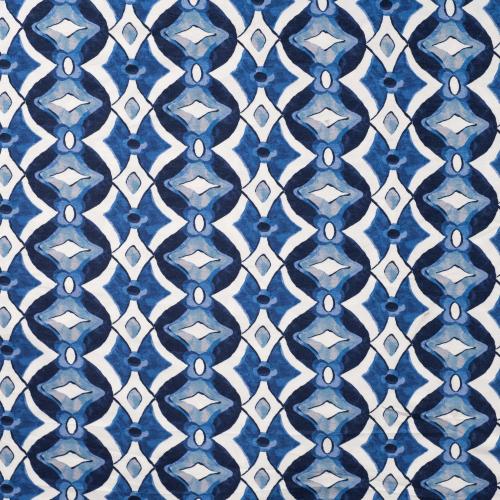 Weicher Viskosejersey Ethno Design blau als Meterware