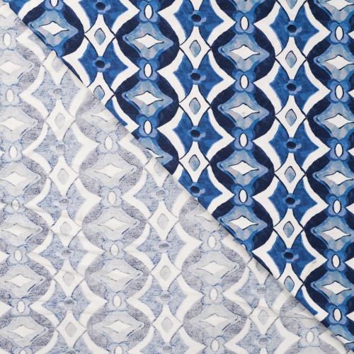 Viskosejersey Ethno Muster Blau