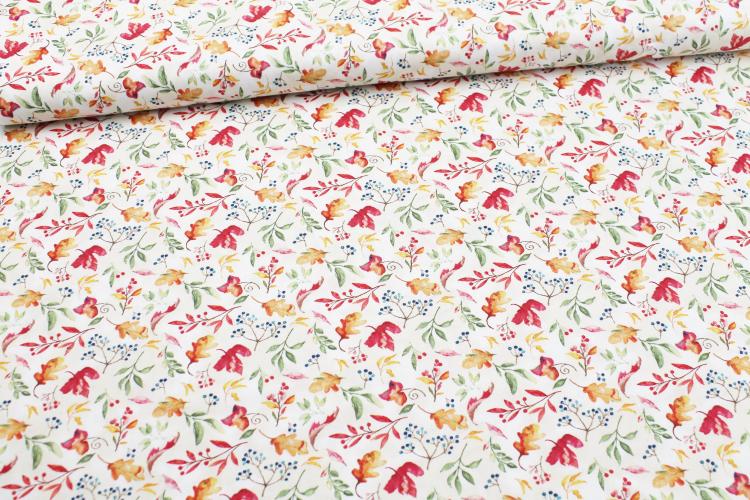 Patchworkbaumwolle „Autumn Day“ Blätter beige by Nancy Mink