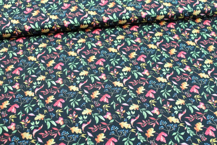 Patchworkbaumwolle „Autumn Day“ Blätter schwarz by Nancy Mink