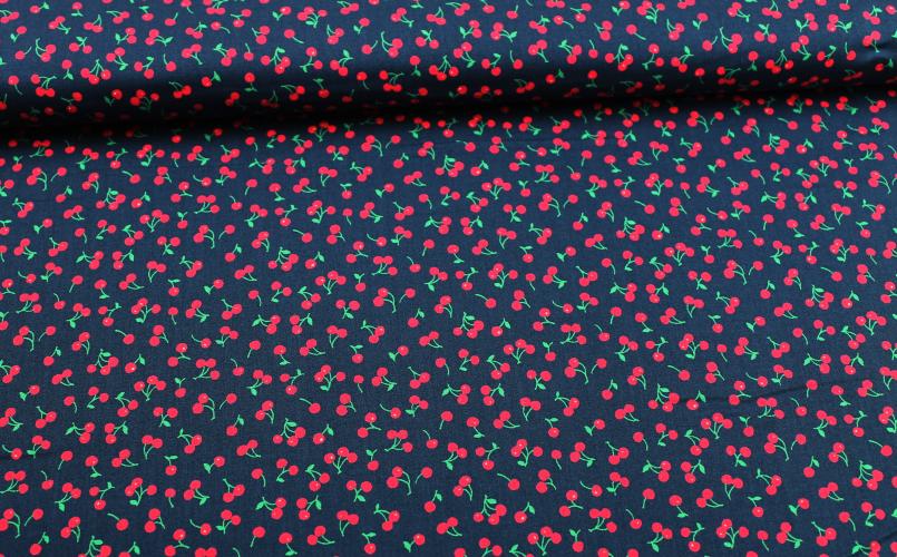 Patchworkbaumwolle „Petite Classics“ Kirschen dunkelblau by Sevenberry