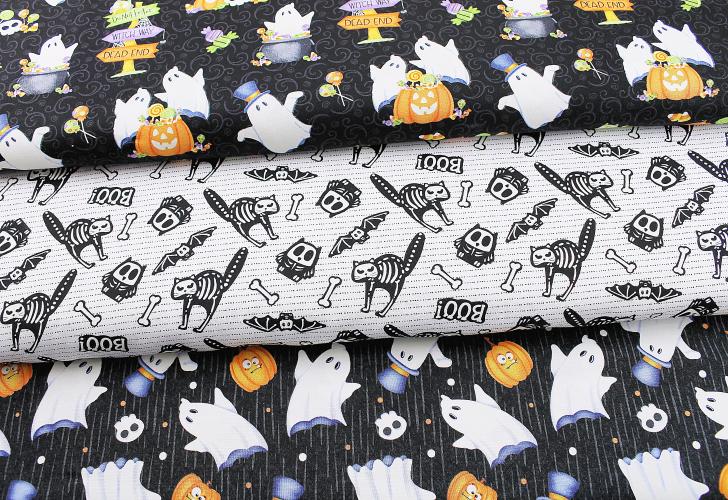 Patchworkbaumwolle „Glow Ghosts“ by Shelly Comiskey – Skelett
