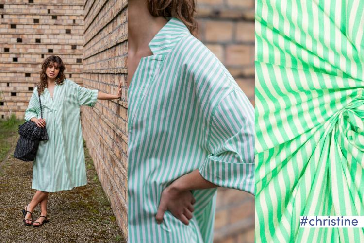 Fibre Mood 29 "Christine" Baumwolle Poplin Streifen grün weiß - FM31032630