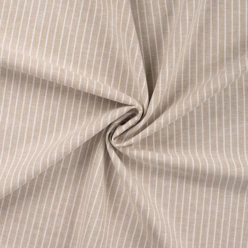 Leinen Baumwolle Stoff mit weißen Nadelstreifen in Beige