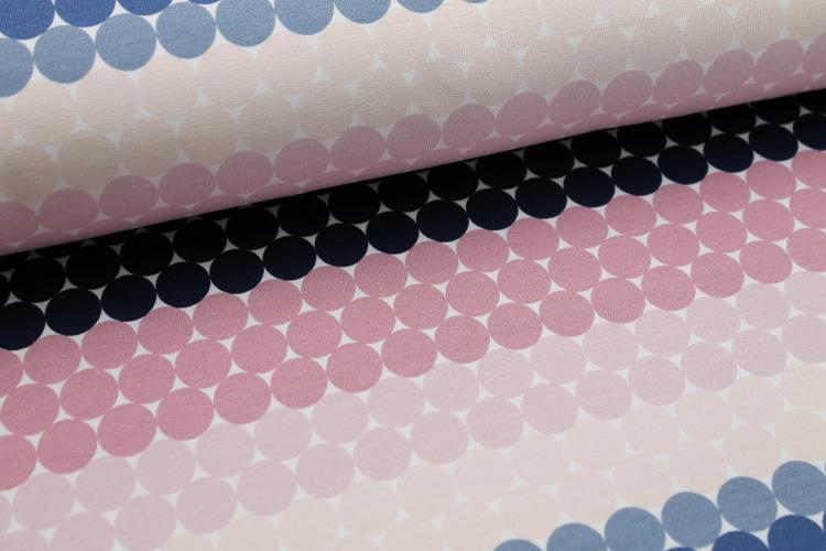 French Terry „Dots“ - rosé/blau