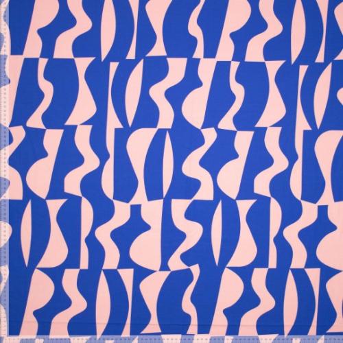 Poplin leichte Webware  "Abstract" blau, rosa für Blusen und Kleider