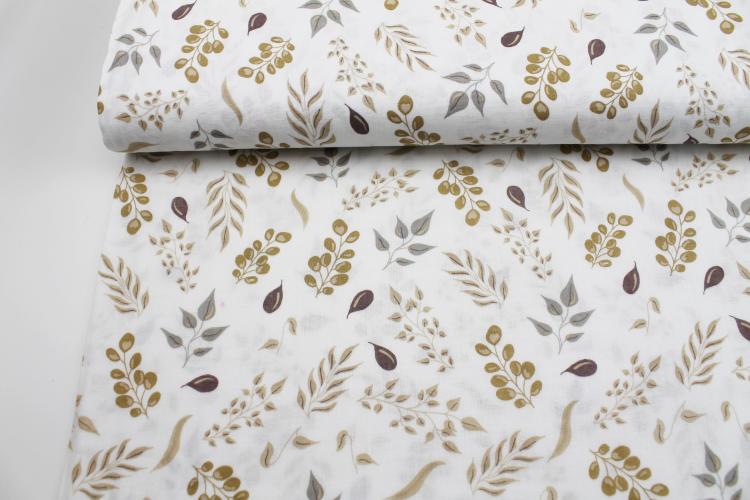 Musselin „Zweige" beige braun