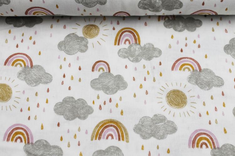 Musselin „Regenbogen" Wolken Sonne