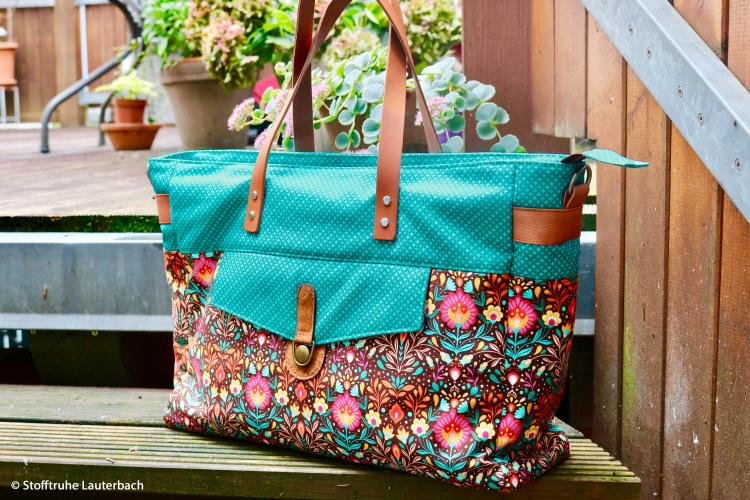 Canvas Blumen Nähbeispiel Tasche