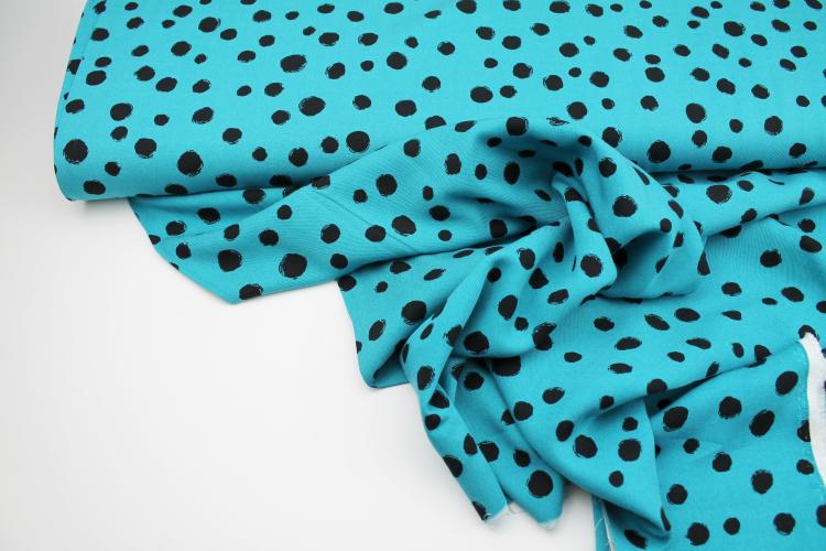 Viskose Twill "Punkte" türkis