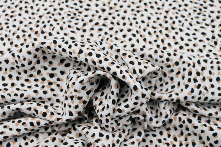Viskose Twill „Funky Dots" - weiß