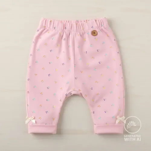 Baumwolljersey mti Kirschen als Babyhose vernäht