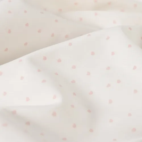 Popeline Stoff Herzen rosa weiß Meterware