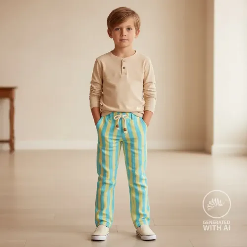 Double Gauze Blockstreifen gelb und türkis Nähbeispiel