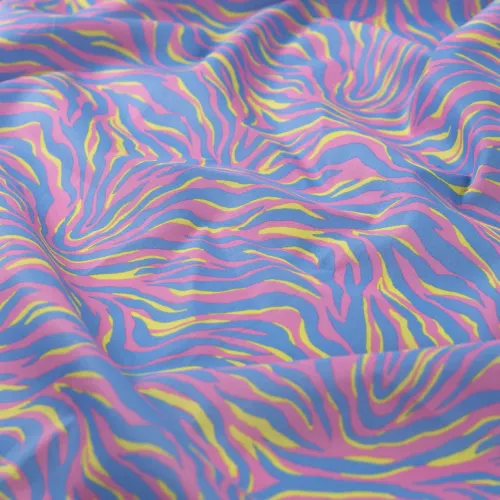 Baumwoll Voile mit Zebra Muster in Flieder und Rosa