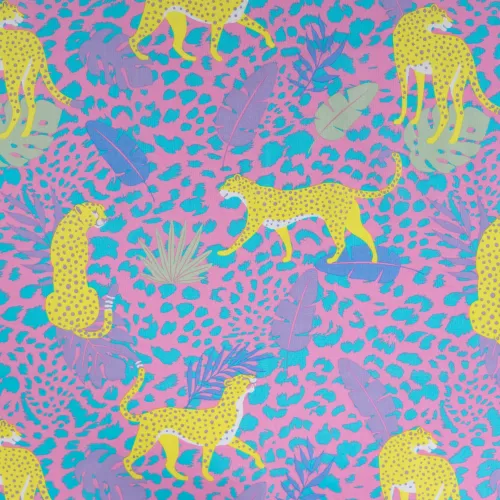 Luftiger Baumwollstoff mit Panther Design in Flieder