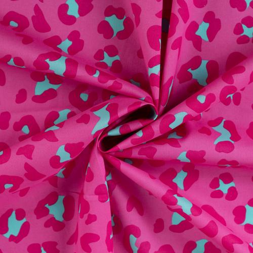 Leichter Baumwollstoff Voile mit Animal Print in Pink Mint