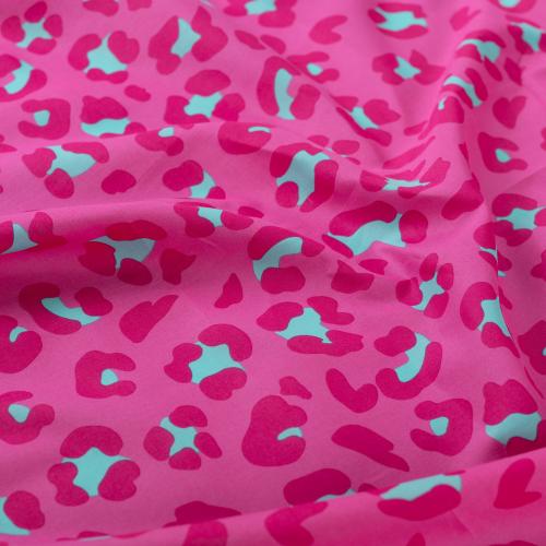 Baumwoll Voile mit Leo Muster in Pink und Mint