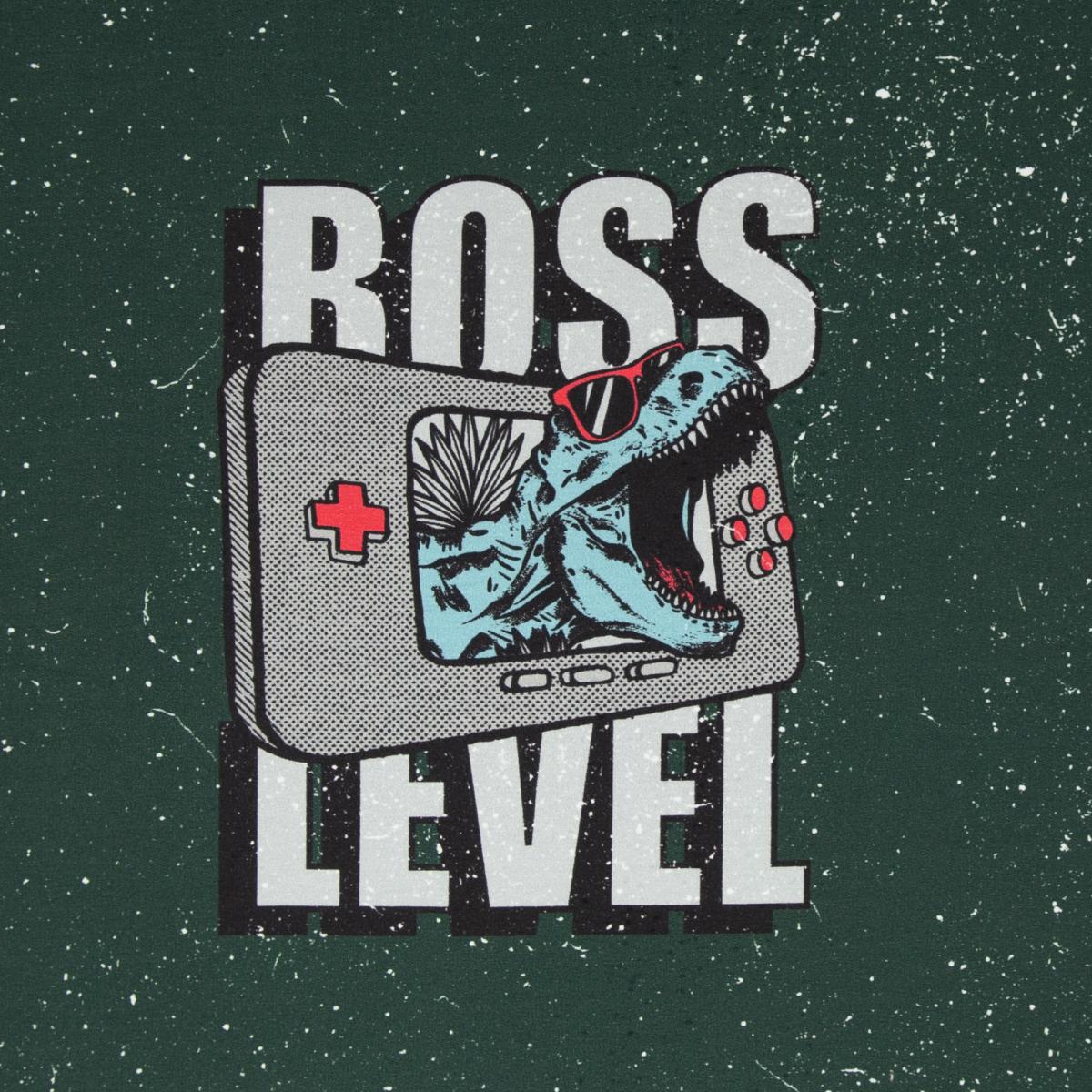 French Terry – T-Rex, Boss Level, Dinosaurier Panel