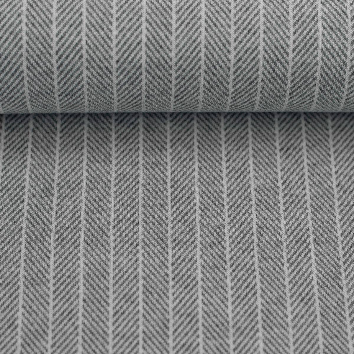 Jaquard Jersey "Madita" Swafing  Fischgrät - grau / ecru