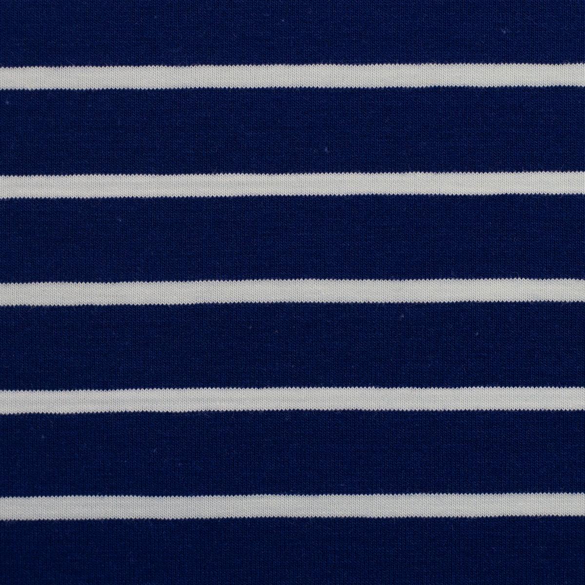 Detailaufnahme Baumwolljersey ISA blau – feines Streifenmuster Jersey Stoff von Swafing