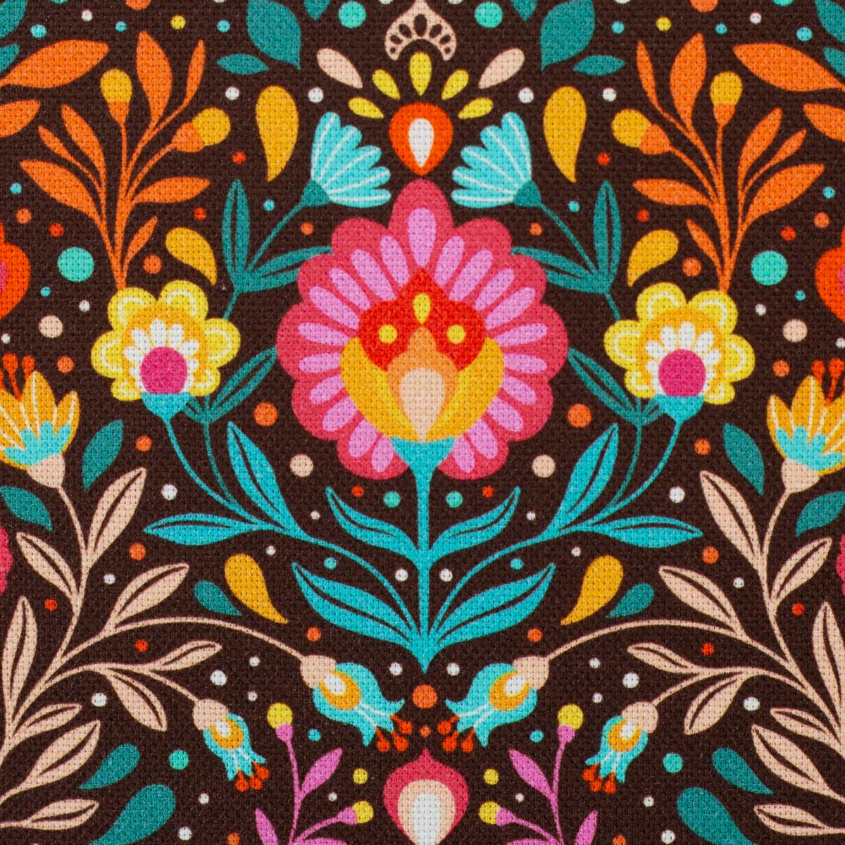 Detailaufnahme des floralen Canvasstoffs von Claire's Creative Forest