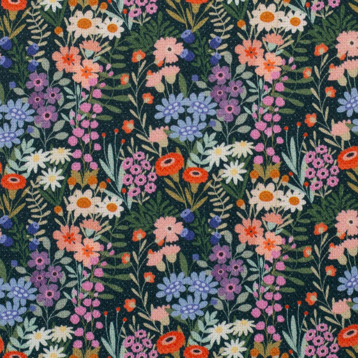 Detailaufnahme des Wildblumen-Canvasstoffs von Claire's Creative Forest
