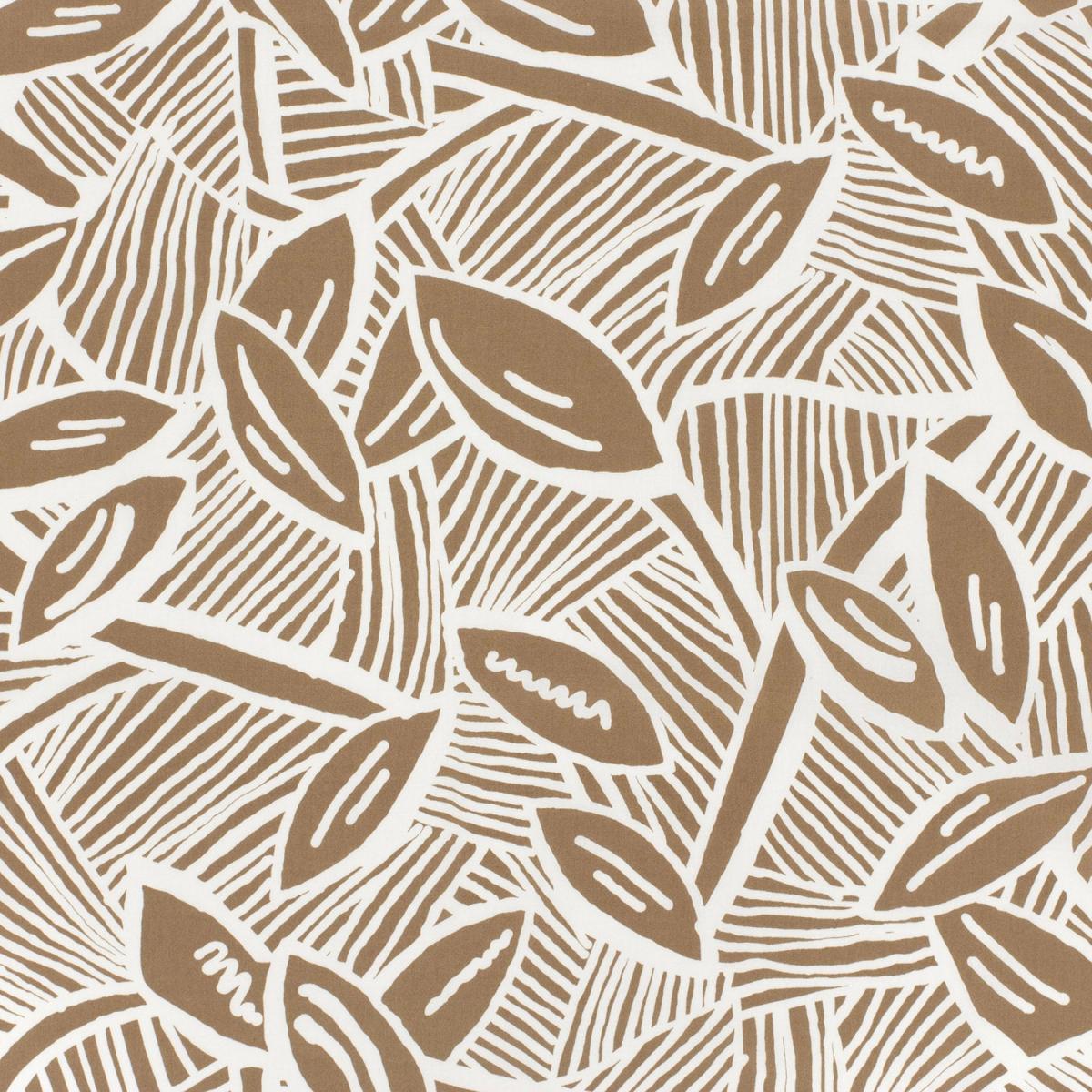Baumwolle Satin - Blätter braun / ecru
