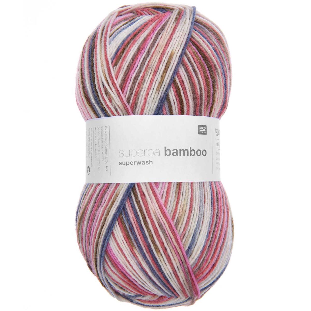 Sockenwolle Rico Design Superba Bamboo superwash 100g 420m rosa-blau