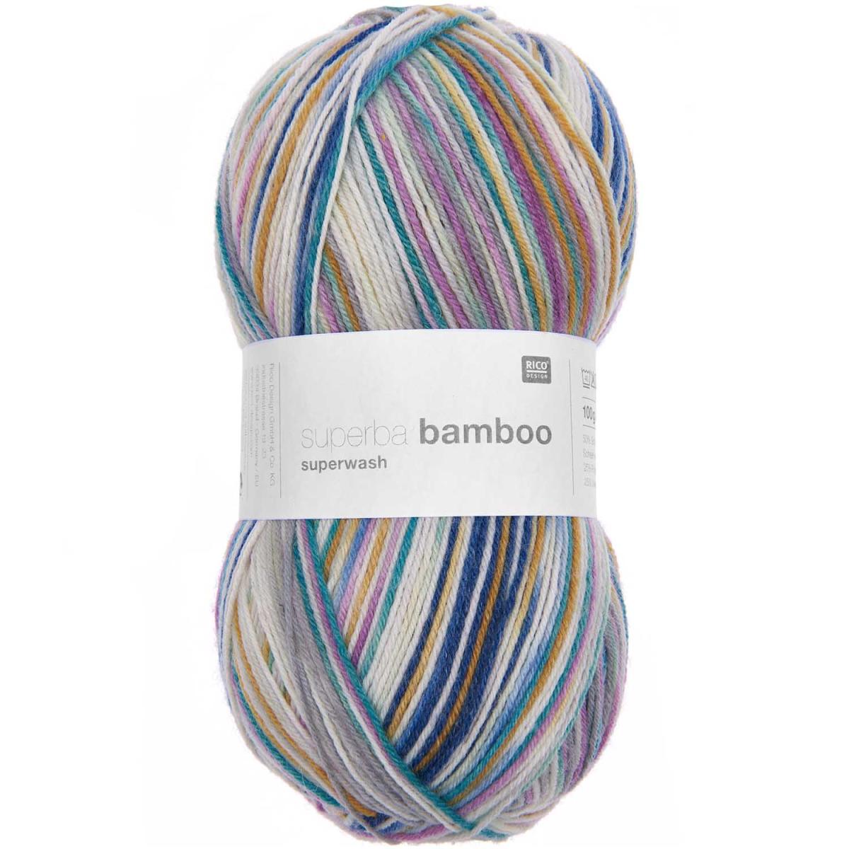Sockenwolle Rico Design Superba Bamboo superwash 100g 420m flieder-mint