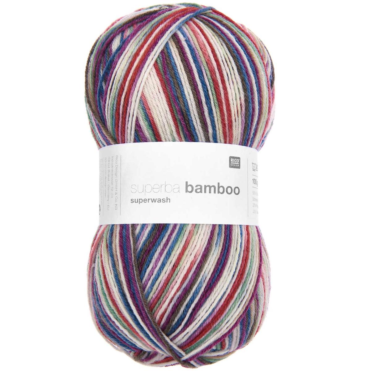 Sockenwolle Rico Design Superba Bamboo superwash 100g 420m rot-mint