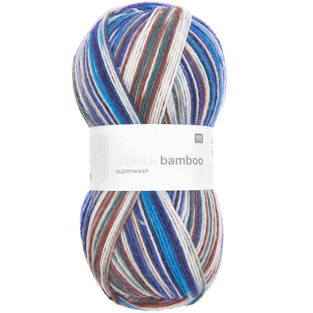 Sockenwolle Rico Design Superba Bamboo superwash 100g 420m braun-petrol