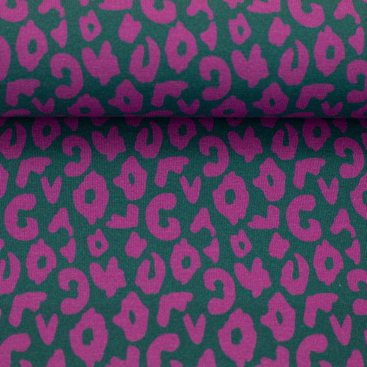 Designer Baumwolljersey mit Leo Print in Petrol Rosa von Swafing – Jersey Stoff zum Nähen