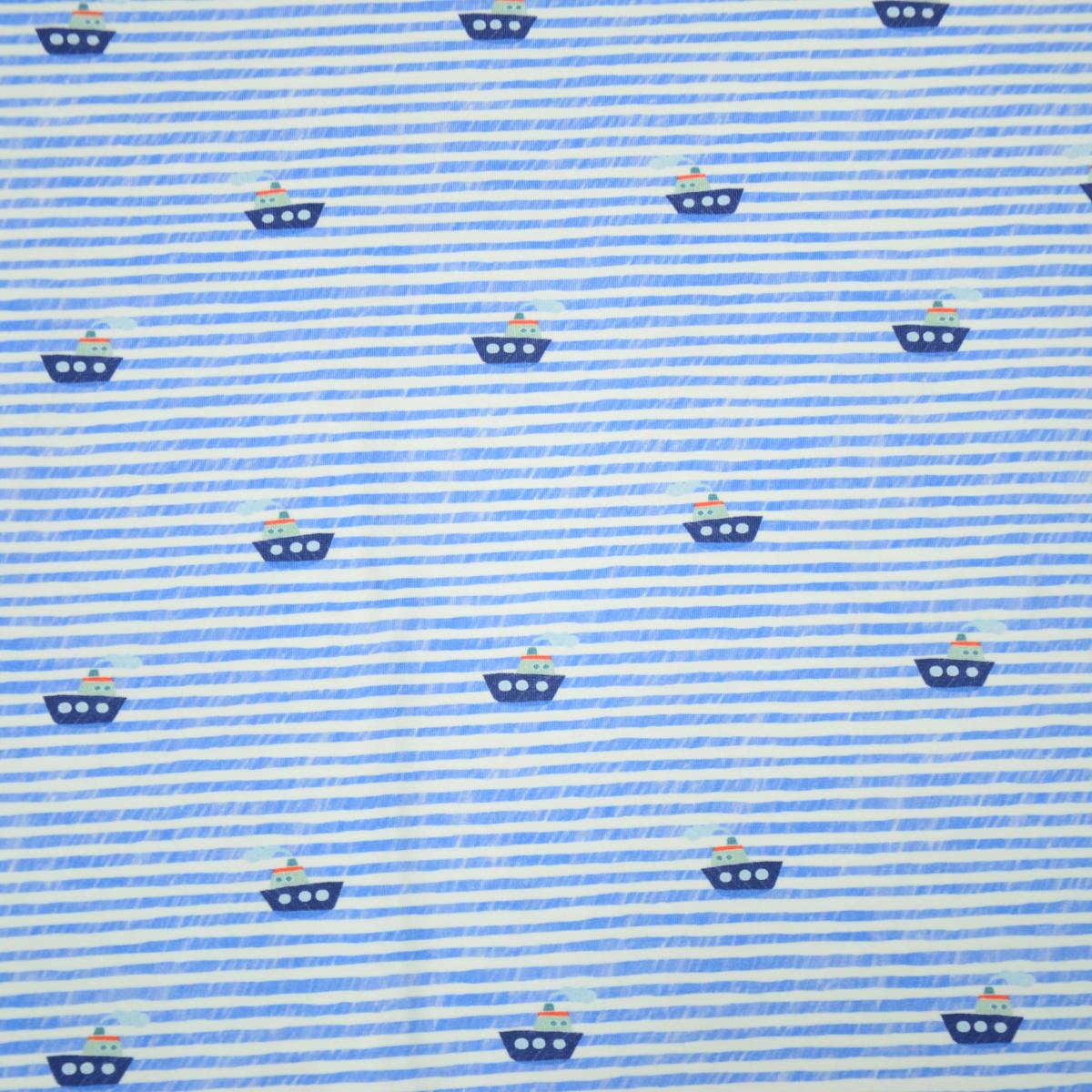 Hilco Jersey "Sea life" Boote und Streifen, maritim
