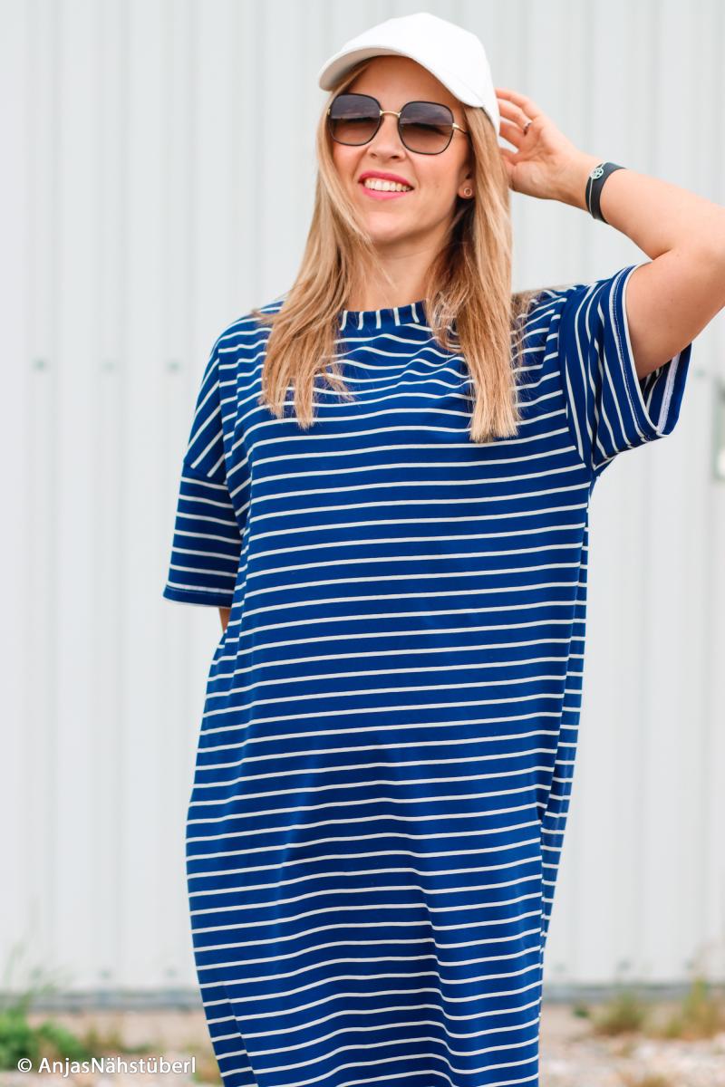 Oversizekleid aus ISA Baumwolljersey Streifen blau von Swafing