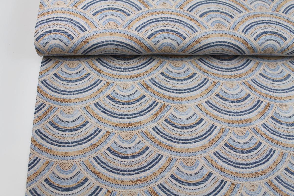 Jersey "Wellen" Ethno blau, beige