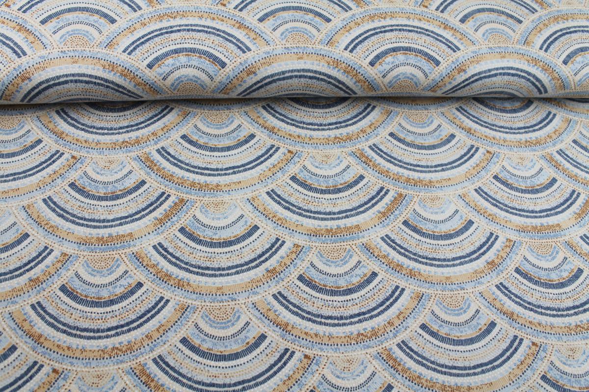 Jersey "Wellen" Ethno blau, beige