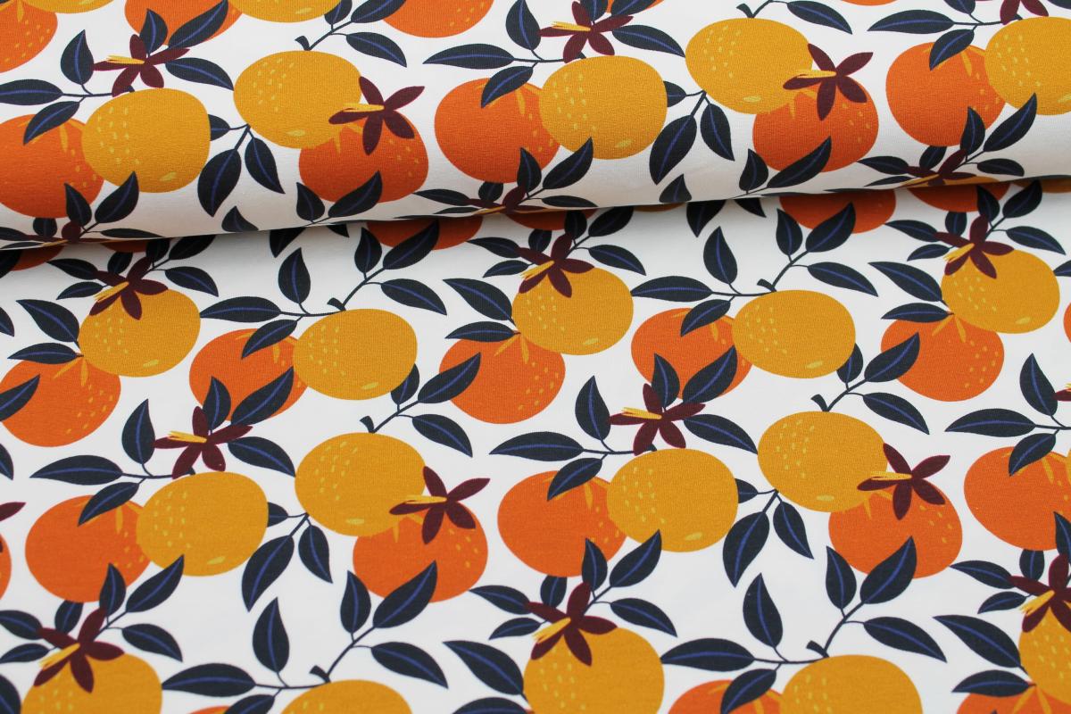 Jersey „Orangen" ecru Obst Orangenbaum
