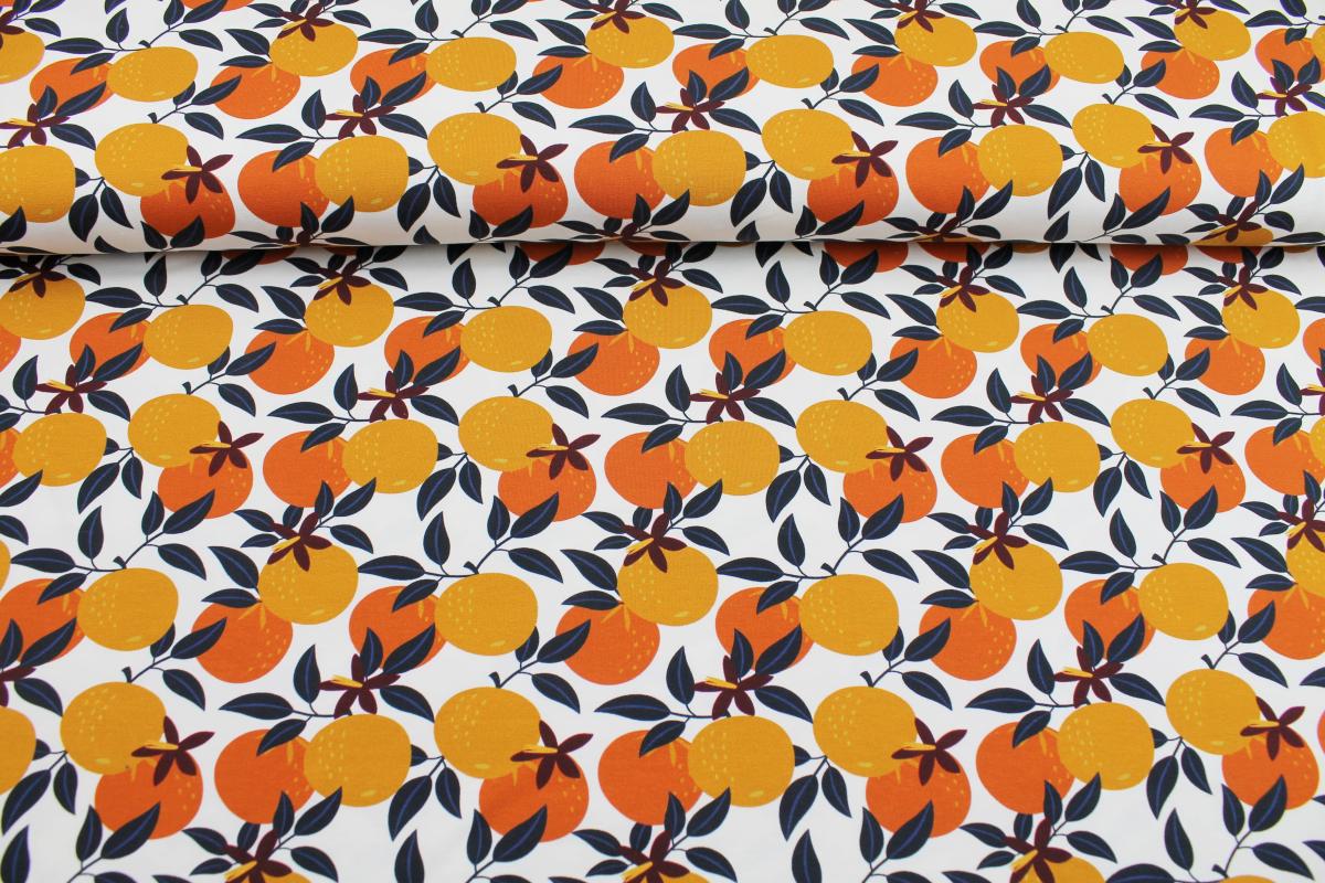Jersey „Orangen" ecru Obst Orangenbaum